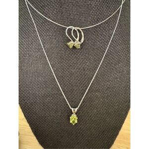 Green Peridot Necklace and Earring Set, NEW, Handmade, 18”